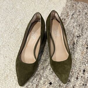 Franco Sarto Olive Green Suede Heels